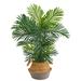 40" Areca Artificial Palm Tree in Boho Chic Handmade Cotton & Jute Gray Woven Planter UV Resistant (Indoor/Outdoor)