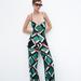 Zara Other | Nwt 2 Piece Zara Coord Geometric Print Top & Pants Set Co-Ord | Color: Black/Green | Size: Os