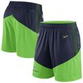 Men's Nike Navy/Neon Green Seattle Seahawks Sideline Primary Lockup Performance Shorts