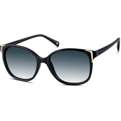 Zenni Women's Square Rx Sunglasses Black Plastic Full Rim Frame
