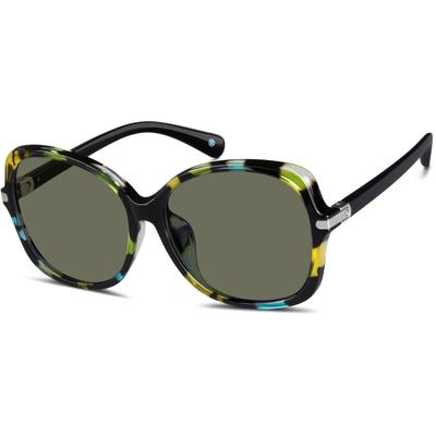 Zenni Women's Square Rx Sunglasses Pattern Plastic Full Rim Frame
