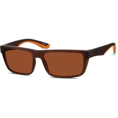 Zenni Men's Rectangle Rx Sunglasses Brown Plastic Full Rim Frame