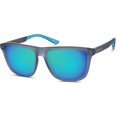 Zenni Square Rx Sunglasses Gray Plastic Full Rim Frame