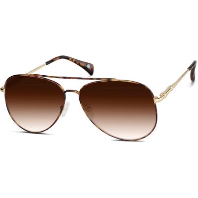 Zenni Men's Aviator Rx Sunglasses Tortoiseshell Stainless Steel Full Rim Frame