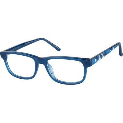 Zenni Kids Rectangle Prescription Glasses Blue Plastic Full Rim Frame