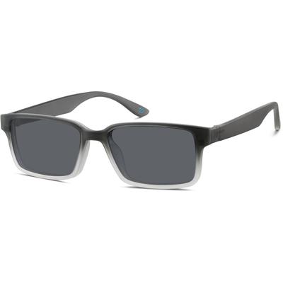 Zenni Rectangle Prescription Glasses W/ Snap-On Sunlens Gray Plastic Full Rim Frame