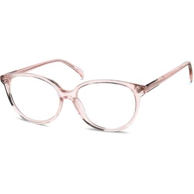 Zenni Women's Boho Round Glasses Pink Plastic Full Rim Frame