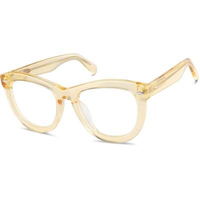 Zenni Women's Square Glasses Yellow Plastic Full Rim Frame