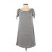 Charming Charlie Casual Dress - Shift: Gray Print Dresses - Women's Size Small