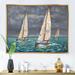 East Urban Home Regatta Sailboats Arriving At The Finish I - Nautical & Coastal Canvas Wall Art Print Metal | 16 H x 32 W x 1 D in | Wayfair