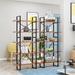 mylotus-home Marta Wood & Steel Etagere Bookcase-71.06"*70.86"*12.52" Wood in Black/Brown/Yellow | 71.06 H x 70 W x 12.52 D in | Wayfair