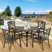 Winston Porter Jayc 5-piece Outdoor Wrought Iron Patio Dining Set w/ 4 Stackable Metal Chairs & 1 Square Dining Table w/ 1.57" Umbrella Hole Metal | Wayfair