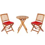 Costway 3 Pieces Patio Folding Bistro Set with Padded Cushion and Round Coffee Table-Red