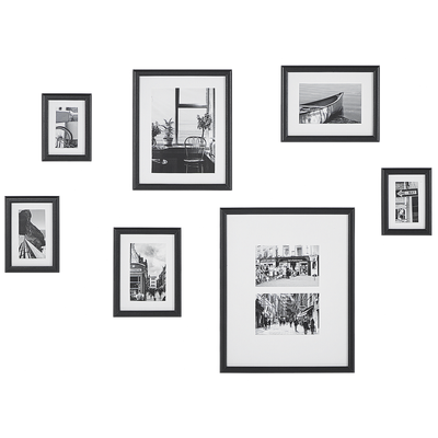 Fotos 7er Set mit Schwarzen Rahmen MDF Acrylglas städtisches Motiv Wandbild Bilderrahmen Collage Minimalistisch Wohnzimm