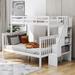 Stairway Twin-Over-Full Bunk Bed with Storage and Guard Rail for Bedroom, White color