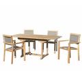 Table de jardin et chaises en teck et textilene 4/6 personnes