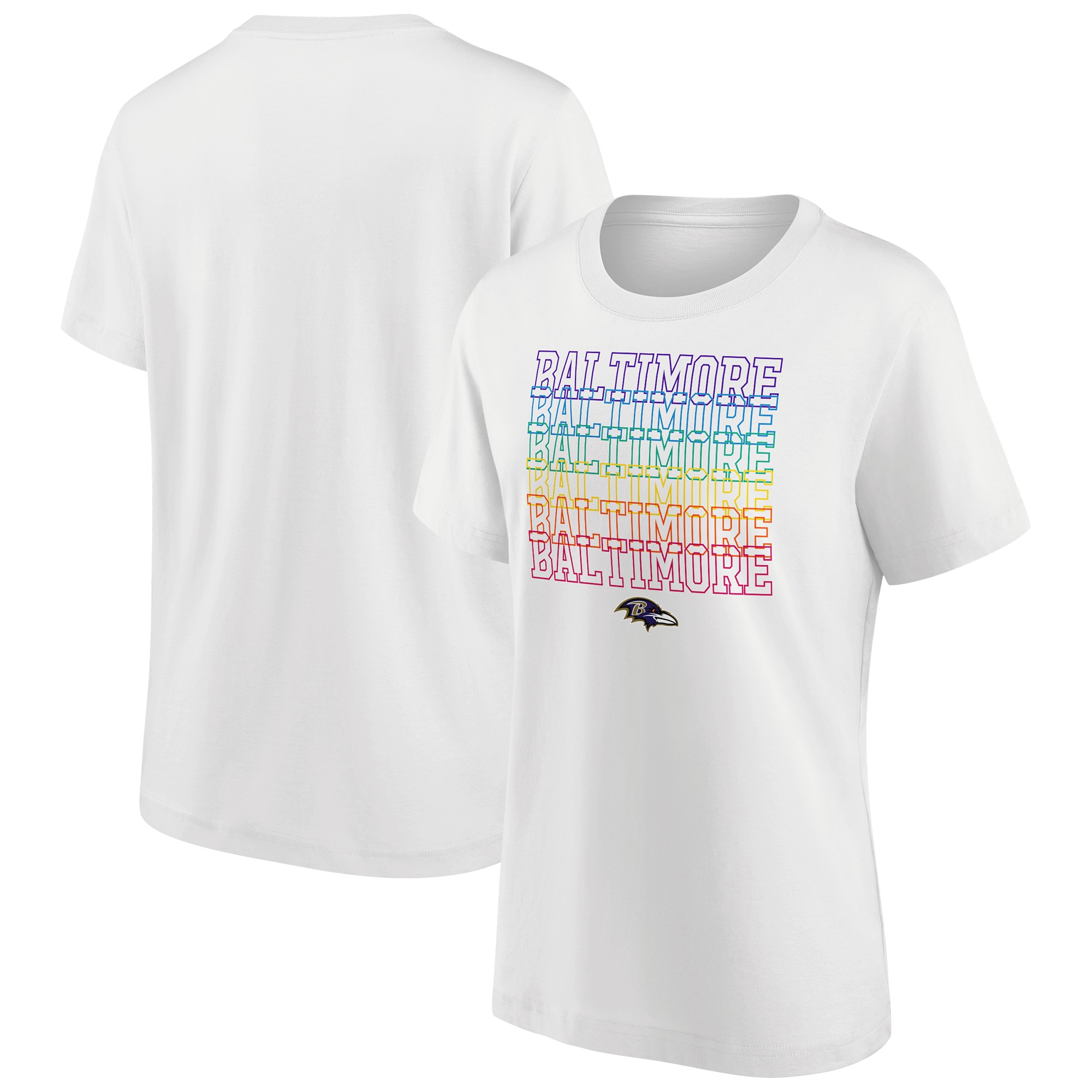 Baltimore Ravens Pride Graphic T-Shirt – Weiß – Damen Image
