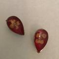 Anthropologie Jewelry | Euc Vtg 925 Pressed Flower Glass Studs | Color: Red/Yellow | Size: Os