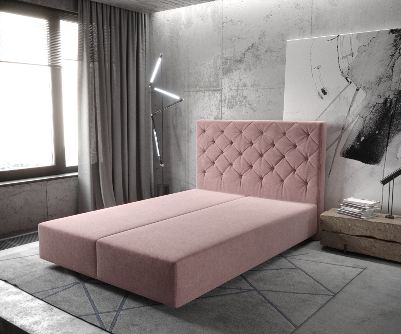 DELIFE Boxspringgestell Dream-Great 140x200 cm Mikrofaser Rosé, Bettgestelle Image