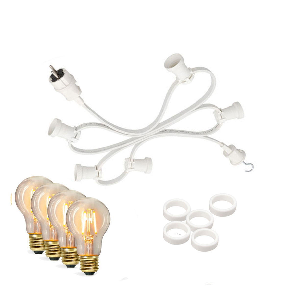 Illu Party Garten Lichterkette Außenlichterkette 10m weiß 20 LED Edison Filament Image