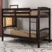 Contemporary Style Twin Over Twin Bunk Bed with Ladder, The bed Structure is Crafted from High-quality Wood,Solid Pine Legs