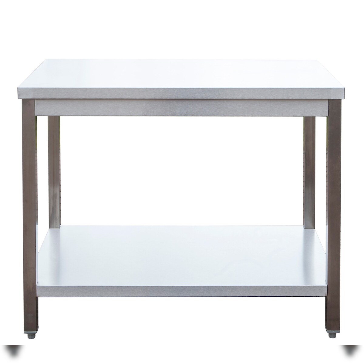 A&S Gastro Edelstahl Arbeitstisch verschweißt Bautiefe 600mm mit Grundboden AISI 304 Image