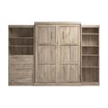 Pur Queen Murphy Bed with Shelving and Drawers (126W) in rustic brown - Bestar 26882-000009