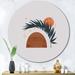 East Urban Home Organic Abstract w/ Tropical Leaf On Gray - Tropical Metal Circle Wall Art Metal in Orange/White | 11 H x 11 W x 1 D in | Wayfair