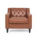 Club Chair - Alcott Hill® Sautter Faux Leather Club Chair Faux Leather/Leather in Brown | 31 H x 33 W x 31 D in | Wayfair