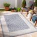 Kara 7'10" x 10' Cottage Outdoor Solid Light Gray/Charcoal/Neutral/Dark Gray/Smoke/Dark Blue/Cream/Navy Outdoor Area Rug - Hauteloom