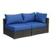 Latitude Run® Wicker/Rattan Seating Group w/ Cushions Synthetic Wicker/All - Weather Wicker/Wicker/Rattan in Blue/Black | Outdoor Furniture | Wayfair