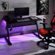 Inbox Zero Janluca Gaming Desk w/ Built in Outlets Wood/Metal in Black/Brown/Red | 28 H x 47 W x 24 D in | Wayfair FF2B397A6AC04BF0B32DEB7AEA92DA07