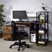 Inbox Zero Gieselind Desk Wood in Black/Brown | 34 H x 37 W x 16 D in | Wayfair 16118016D280432C8543887534CF1862