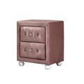 Rosdorf Park Dolorez 17" Tall 2 - Drawer Nightstand in Pink Wood/Upholstered in Brown/Pink | 17 H x 17 W x 17 D in | Wayfair