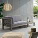 Brava Outdoor Acacia Wood Left Arm Loveseat and Coffee Table Set with Cushion by Christopher Knight Home