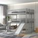 Contemporary and Casual Full-Over-Full-Over-Full Triple Bed with Built-in Ladder and Slide, Triple Bunk Bed with Guardrails