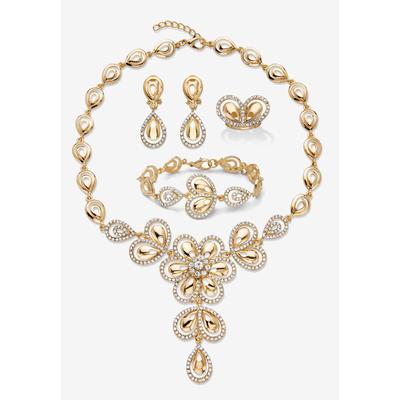 Women's Goldtone Crystal Teardrop Halo Jewelry Set by PalmBeach Jewelry in Gold