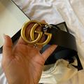 Gucci Accessories | Gucci Thick Gold Emblem Belt | Color: Black | Size: Gucci Size 70 (I Wear A Size 26 In Jeans)