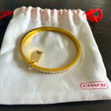 Coach Jewelry | Gold Coach Swarovski Crystal Bangle Bracelet | Color: Gold | Size: Os