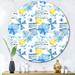 East Urban Home Vacation Sun w/ Water Waves Sun & Umbrella I - Patterned Metal Circle Wall Art Metal in Blue | 11 H x 11 W x 1 D in | Wayfair