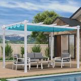 Purple Leaf 13 Ft. W x 10 Ft. D Aluminium Pergola w/ Canopy Aluminum/Metal in Gray/White | 96.5 H x 158 W x 118 D in | Wayfair WF02-PG1013-BL