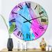 East Urban Home Turquoise & Pink Luxury Abstract Fluid Art - Modern Wall Clock Metal in Blue/Indigo | 23 H x 23 W x 1 D in | Wayfair