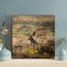 Loon Peak® Deer On Wheat Field - 1 Piece Square Graphic Art Print On Wrapped Canvas Metal in Black/Brown/Green | 32 H x 32 W x 2 D in | Wayfair