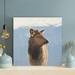 Loon Peak® Brown Fur Animal Standing On Mountain - 1 Piece Square Graphic Art Print On Wrapped Canvas in Black/Blue/Brown | Wayfair