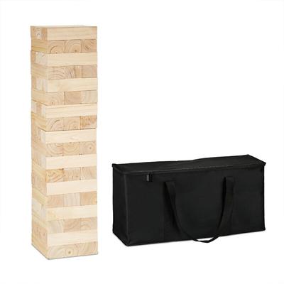 XXL tumbling tower, outdoor games, includes bag, 54 bog wooden blocks, for kids & adults, 90x21x21