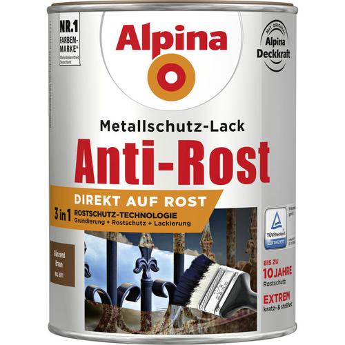 Alpina - Metallschutz-Lack Anti-Rost 25 l braun glänzend Metallack Schutzlack