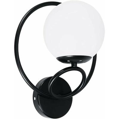 Innen Wandlampe Rund Wandleuchte aus schwarzem Metall Glass Wandbeleuchtung, Schwarz - Meykoers