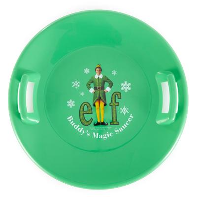 Slippery Racer Downhill Pro Buddy The Elf Plastic Saucer Disc Snow Sled, Green - 1.5