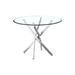 Contemporary Round Clear Dining Glass Table with Chrome Legs