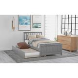 Modern Simple Style Twin Size Wooden Platfrom Bed with Headboard & Footboard and Trundle Bed